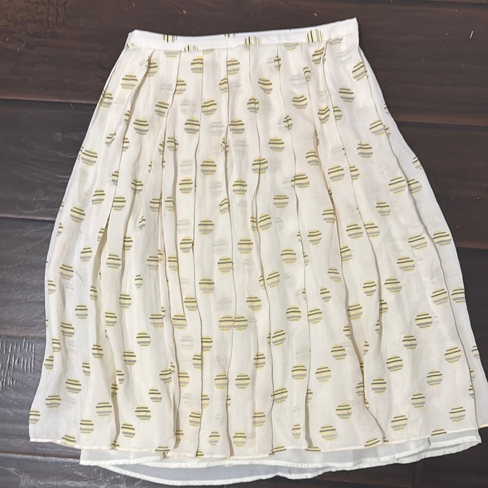 Oscar de la Renta White and Gold A-Line Skirt